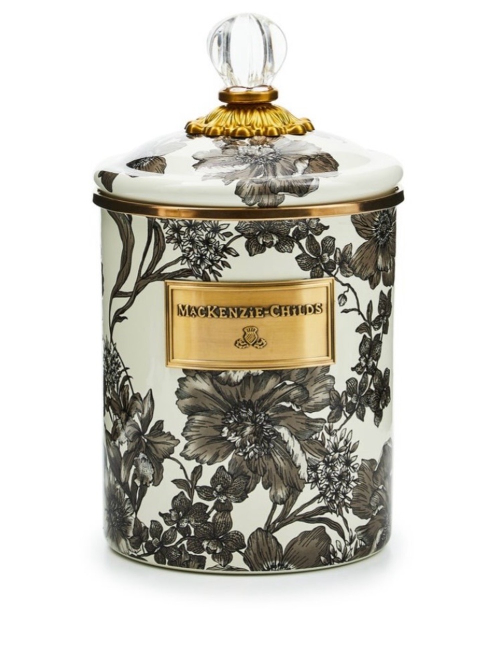 NWT Mackenzie-Childs Sterling English Garden Canister Size Large